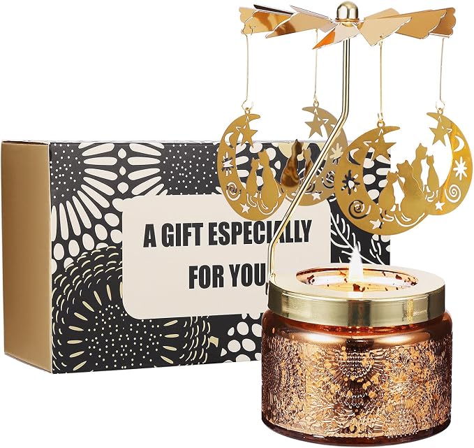 Cat Rotating Scented Candle, Gifts for Women Mom Daughter Sister Wife | Birthday Gifts for Women Friendship, Unique Candle Gift for Christmas Anniversary Mothers Day