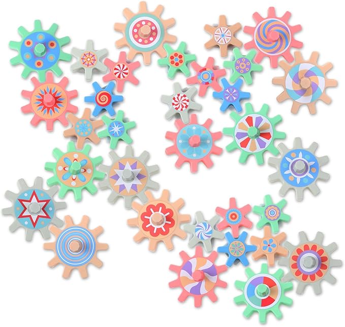 36 Pcs Magnetic Gears Interchangeable Learn Magnetic Spinning Gears for Magnetism Refrigerator or Whiteboard (Morandi)