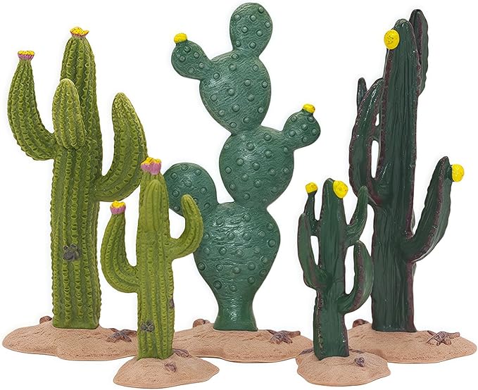 Gemini&Genius Cactus Plant Action Figure Toys for Kids Green Plant Cacti Great for Sand Table Landscape Scene Accessories Decoration-5Pcs