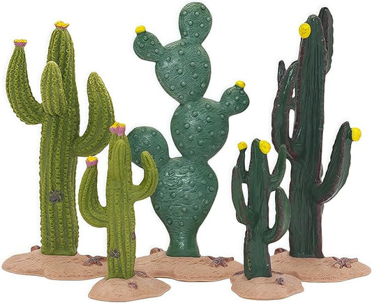 Gemini&Genius Cactus Plant Action Figure Toys for Kids Green Plant Cacti Great for Sand Table Landscape Scene Accessories Decoration-5Pcs