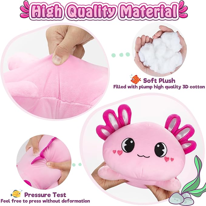 Officygnet Axolotl Plush, 13" Soft Stuffed Animal Plush Toy, Cute Axolotl Plush Pillow, Kawaii Plushies Dolls for Kids, Pink Axolotl Gift for Girls Boys