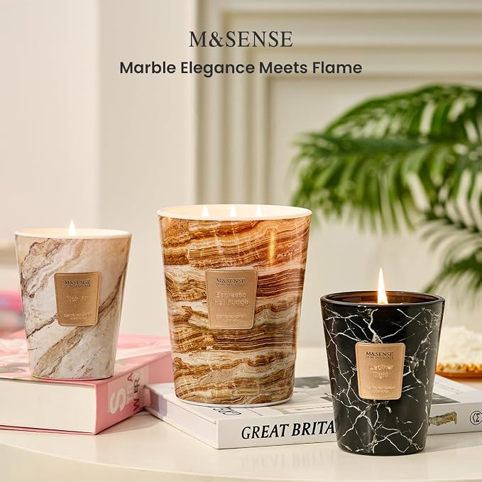 M&SENSE Extra Large Candle 35oz 150H Espresso Hot Fudge Scented Candle, 3 Wick Highly Scented Jar Candle, XL Candles Gift for Stress Relief, Meditation, Yoga