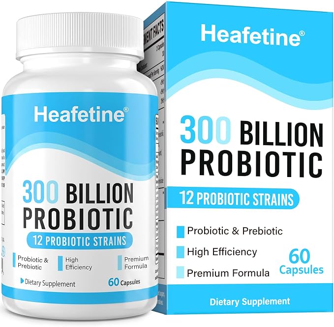 300 Billion CFUs Probiotics for Women & Men - 12 Strains + 3 Organic Prebiotics, Probiotics for Digestive Health & Immune, Gut Health & Bloating, Gut Health for Women & Men - 60 Capsules