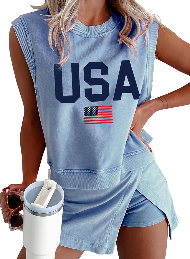 Women 2pc Mineral Wash Athletic Lounge Tank Skirt Set | Soft mineral wash cotton,Breathable.Relaxed lined split skirt.Ideal for travel,lounge,gym,workout casual daily wear