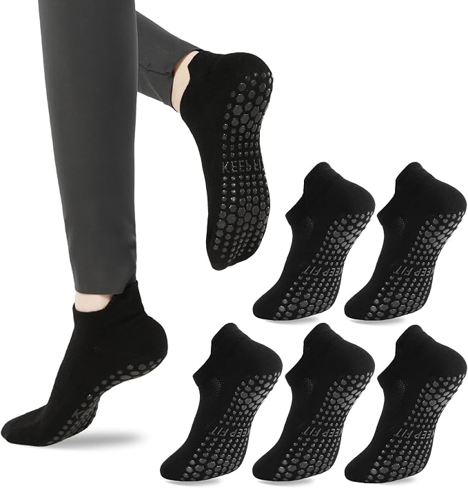 loudashuaiqi Grip Pilates Socks Non Slip Athletic Yoga Socks with Grips for Women Grippy socks for Hospital Workout Barre