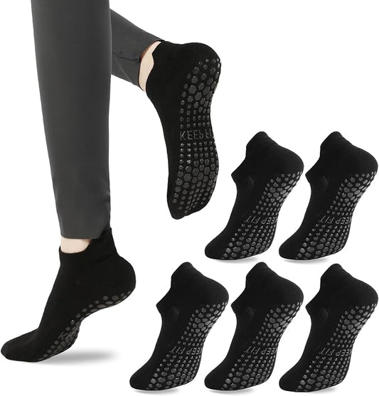 loudashuaiqi Grip Pilates Socks Non Slip Athletic Yoga Socks with Grips for Women Grippy socks for Hospital Workout Barre