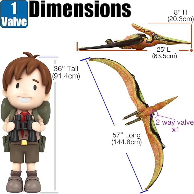 Jet Creations DI-PTE Dinosaur Pteranodon Inflatable 57" Wingspan- Great for Pool Party Decoration Birthday for Kids & Adults, Multicolor