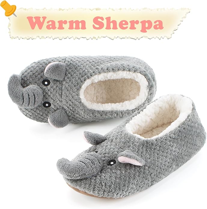 Cute Animal House Slippers, Warm Fuzzy Slipper Socks with Grippers Non Slip, Cozy Funny Gifts