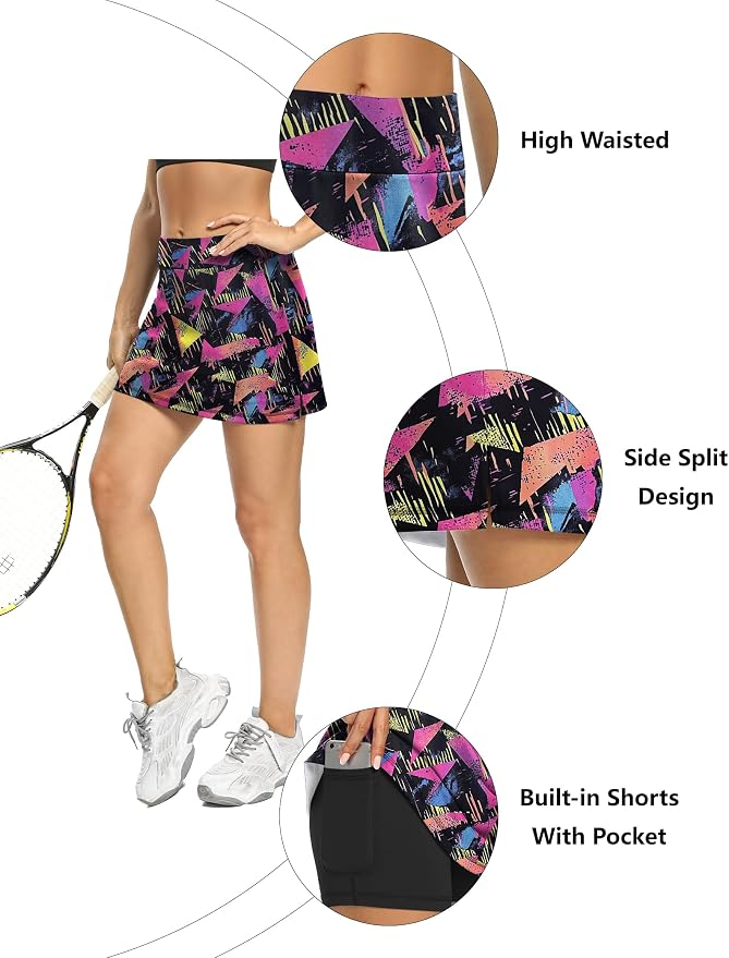 LouKeith Tennis Skirts for Women Golf Athletic Activewear Skorts Mini Summer Workout Running Shorts with Pockets