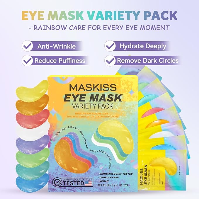 Maskiss Under Eye Patches Variety Pack (48 Pairs), Mothers Day Gifts for Mom, Eye Masks for Dark Circles Puffy Eyes With 8 Colors (6 Pairs/Color), Vegan Skin Care Gifts for Women