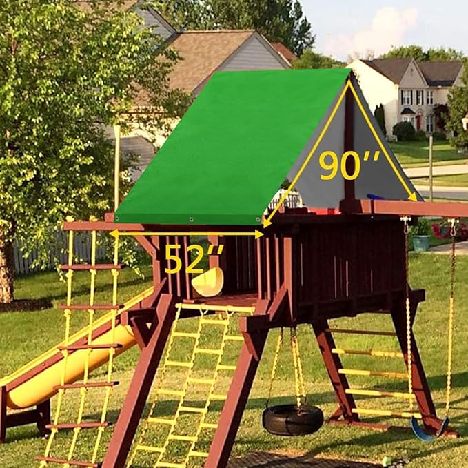 MOFEEZ 52" x 90" Swing Set Replacement Tarp for Play Set Outdoor, Polyester Oxford Fabric, Green