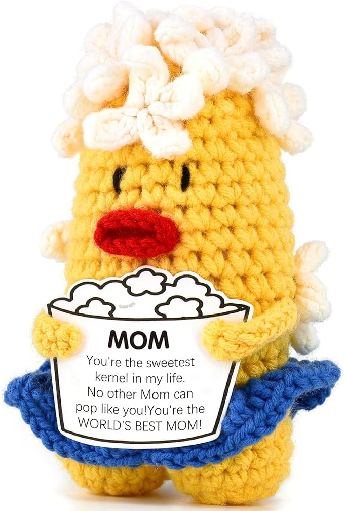 You're The Sweetest Kernel Mom Gift - Handmade Crochet Corn Plushie for Mother's Day Birthday, Unique Sentimental Present from Daughter Son, Cute Desk Decor for Mom