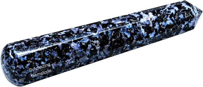 Amazing Gemstone Indigo Gabbro Crystal Wand Massage Stick - Pelvic Wand Gua Sha for Adults - Crystals and Healing Stones Massage Wands for Adults Gifts (Pointed)