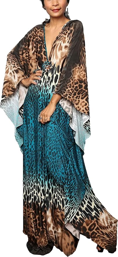 Venasha Womens Caftan Floral Print Kaftan Dress Short Sleeve Swimsuit Cover up Loungewear for Summer