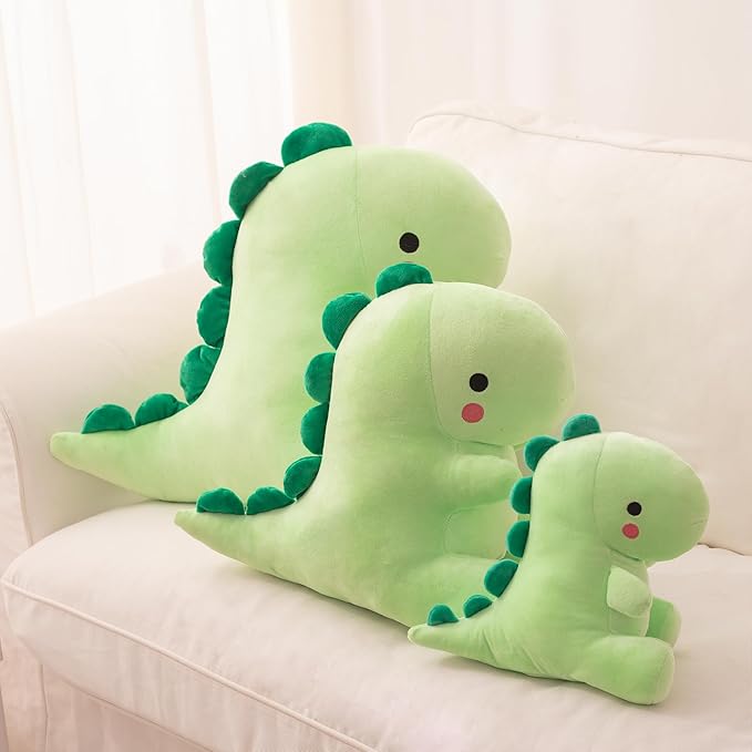 Plush Dinosaur Stuffed Animal, Cute Toys Anime Dinosaur Soft Throw Pillow Gift for Children Boys Girls Green 10.6 inch