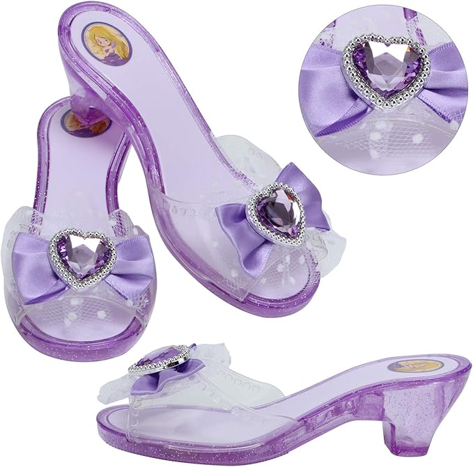 Girls Play Set! Princess Dress Up Shoes and Tiara (3 Pairs of Shoes + 1 Tiara) Role Play Collection Fashion Princess Shoe for Little Girls