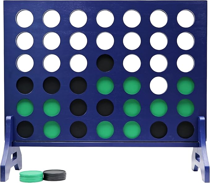 Tailgating Pros Premium Navy Giant Four in a Row with Carrying Case - Jumbo Oversized Outdoor Yard Game - Connect Multiple Pucks in a Row to Win - Many Puck Colors Available!