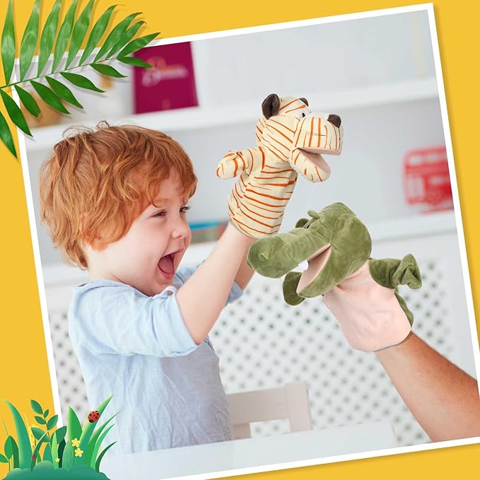 Wettarn 12 Pieces Animal Puppets Set Mouth with Working for Kids Toy for Boys and Girls Storytelling Toddler School Classroom Preschool Birthday(Classic Style)