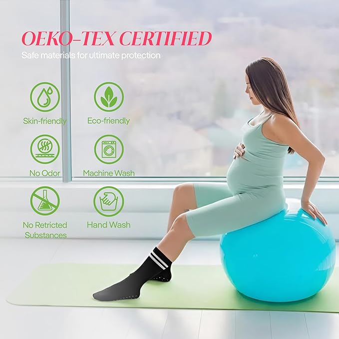 COOLMATE Pilates Socks with Grips for Women, Yoga Socks, Crew Non Slip Women for Barre, Pilates Gifts for Women