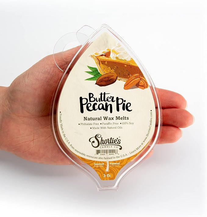 Shortie's Candle Company Butter Pecan Pie Natural Soy Wax Melts - 1 Highly Scented 3 Oz. Bar - Made with 100% Soy and Natural Fragrance Oils - Phthalate & Paraffin Free, Vegan, Non-Toxic