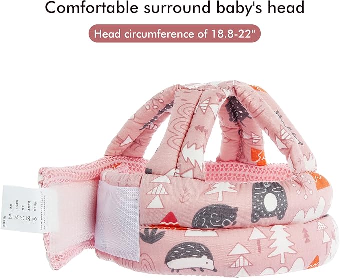 Baby Safety Helmet Infant Toddler Breathable & Adjustable Head Cushion Bumper Bonnet for Running Walking Crawling (Pink), BB-1003