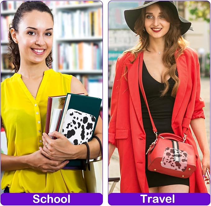 Sanitary Pad Storage Bag Portable Period Bag for Teen Pads/Sanitary Napkins/Small Tampons, Sanitary Napkin Storage Bag First Period Gifts for Teen Girls (Cow)