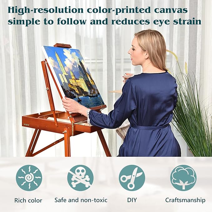 Custom Paint by Numbers for Adults from Your Photo - Personalized DIY Painting by Numbers Kit on Unframed Stretched Canvas for Beginners, Includes Brushes & Acrylic Paints - Unique Gift (16x24 Inch)