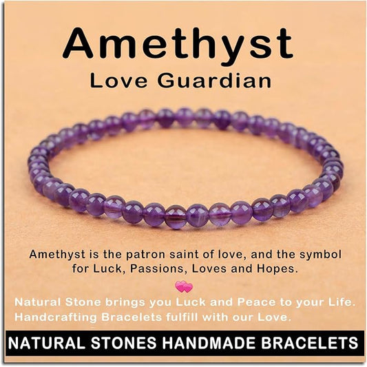 AD Beads Handmade Gemstone Stretch Elastic Bracelet Crystal Healing Reiki Nature's Beauty and Spiritual Essence Unisex