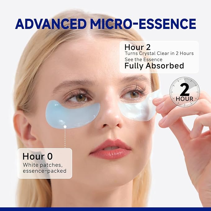 Peptide Cooling Under Eye Patches, Soothing Eye Patches Instant Reduces Dark Circles and Puffiness, Calming Under Eye Mask with Glacial Water for Bags Treatment, 12 Pairs