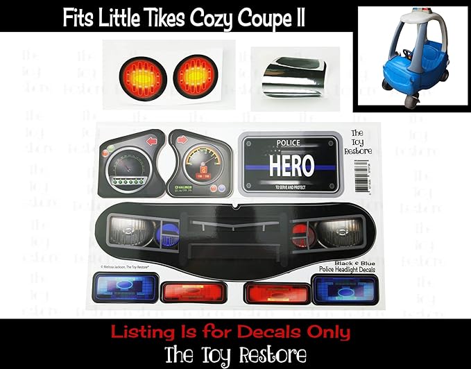 Toy Restore Stickers Fits Little Tikes Cozy Coupe II Patrol Car Police Set