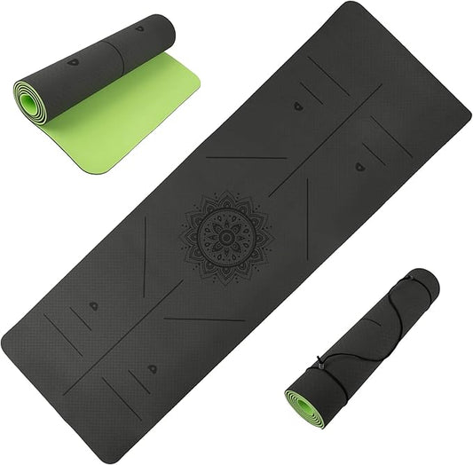 Non-Slip Yoga Mat with Alignment Marks – Lightweight Exercise Mat with Carry Strap for Home Workout or Travel by Wakeman Outdoors