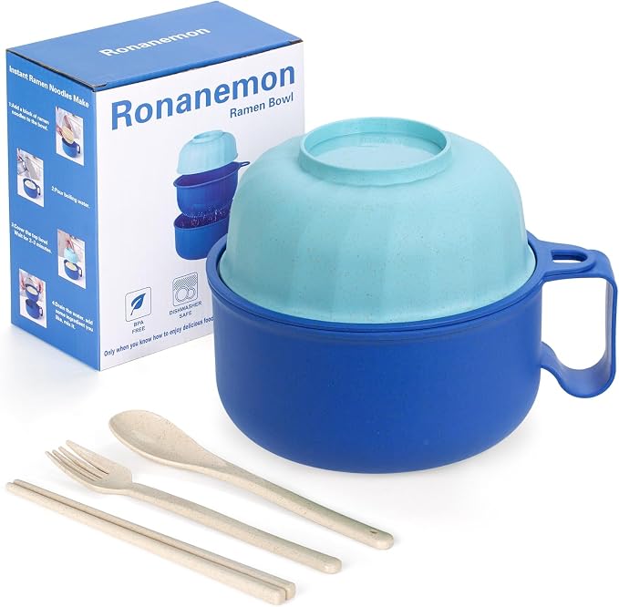Large Ramen Bowl,40oz Ramen Noodle Bowls Microwavable, Ramen Cooker with strainer, Microwave Pasta Cooker, Gift for College Boys Girls Male Female Dorm Room Essentials Instant Lunch