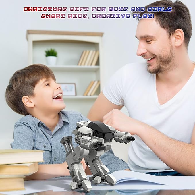 ED209 Robot Mecha Building Blocks, ED-209 Enforcement Robot Combat Mech Armor Building Toy, 269 Pieces Mobile Suit Cool Mechanical Action Figure Model,Birthday Gift for Kids Boys Girls Adults