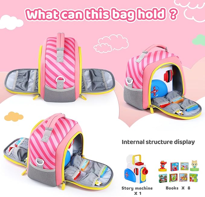 Carrying Bag Compatible with Little Tikes Story Machine Books Starter Set, Kids Toys Storage Case with Handle and Shoulder Strap for Little Tikes, Bag for Storybook Audio Play Character