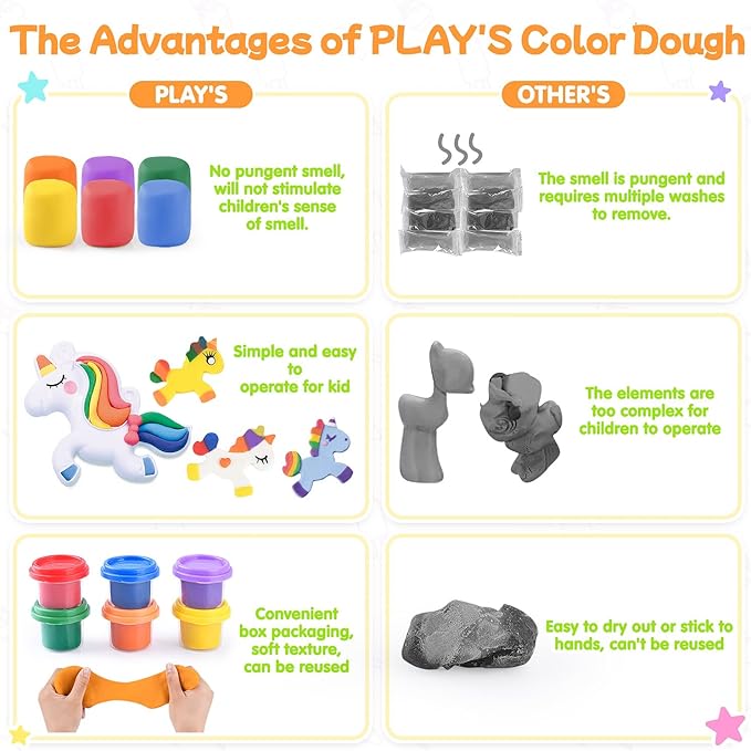 PLAY Color Dough Set for Kids for Grandkids Clay Set for Kids (Unicorn) Safe & Non-Toxic Color Dough Set for Boys Girls