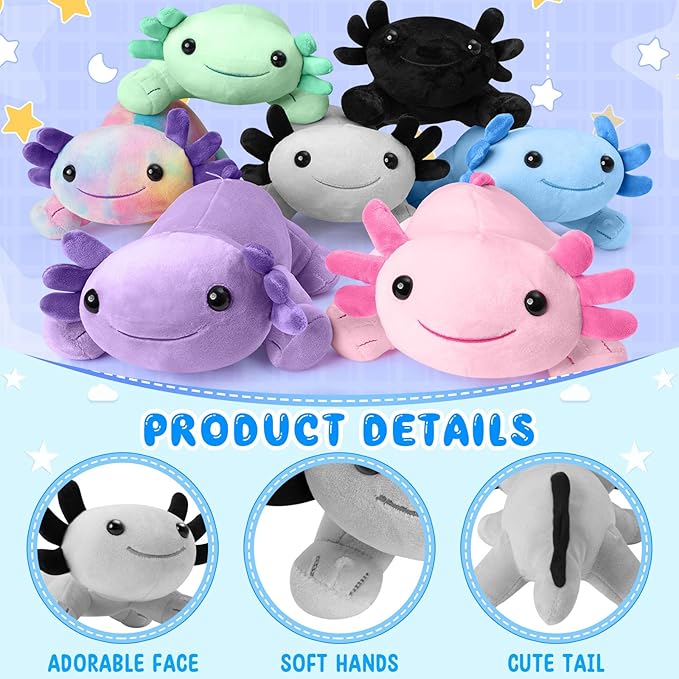 Axolotl Plush Toy, Soft Cute Axolotl Stuffed Animal, Kids Plushie Pillow Doll - Gray