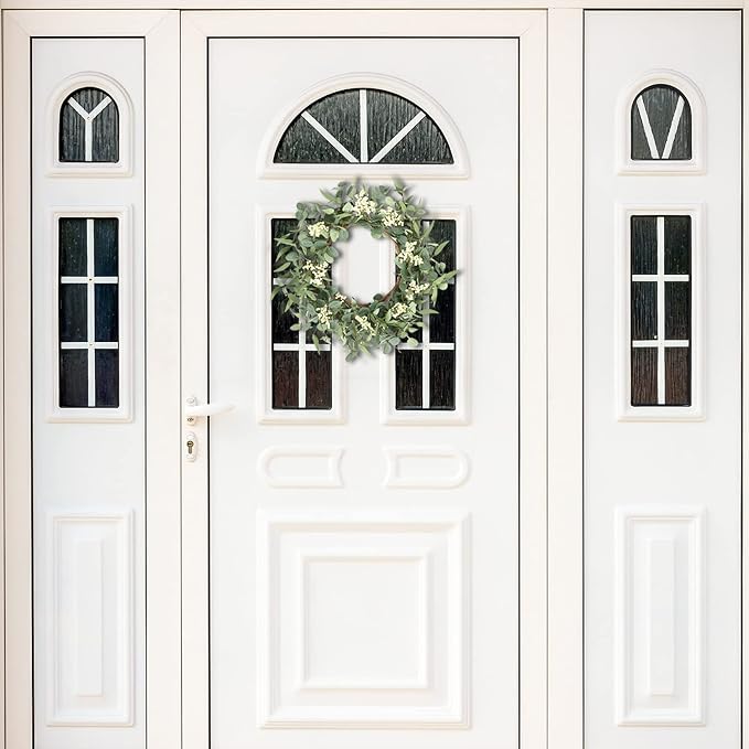 Pinkpum 22'' Eucalyptus Wreath for Front Door, Porch, Window - Green Decor for Home, Farmhouse - Spring, Summer, Fall, All Seasons