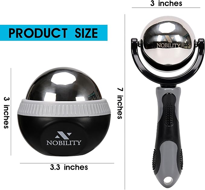 Nobility Massage Ball Roller– Ice Cold and Hot for Deep Tissue and Sore Muscle Relief of Stiffness and Stress, Body, Neck, Back, Foot, Plantar (Grey)