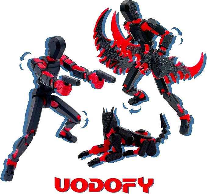 (Assembly Completed) T13 Action Figure Set, 3D Printed Toys Robo 13 Action Figure,Dummy 13 Titan 13 Action Figure (Black Red + Dog)