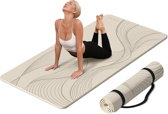PAIDU Large Yoga Mat-72’x36’x0.4’ Extra Width ＆ Thick,Comfortable,Non-Slip Exercise Mat-Works Great on All Floor for Stretching,Yoga Studio,Gym or Home Workouts