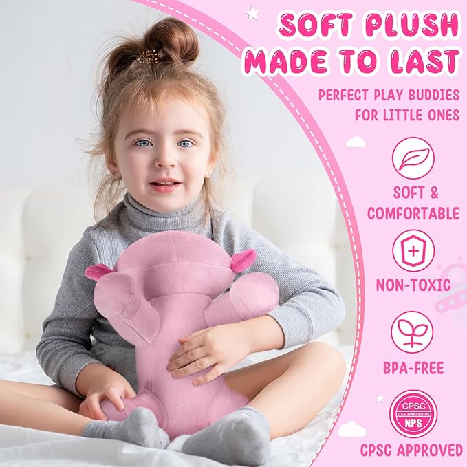 11.02 inch Plush Axolotl Stuffed Animal, Axolotl Plush Toys, Cute Stuffed Cotton Plush Pillow Kawaii Salamander Gifts for Girls & Boys, Plushies has (Pink Axolotl)