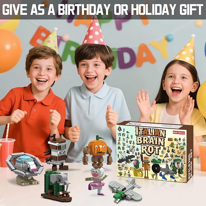 Italian Brain Rot Unique Cartoon Characters Building Blocks 6 in 1 Educational & Entertaining Gift Idea for Kids Teens & Adults