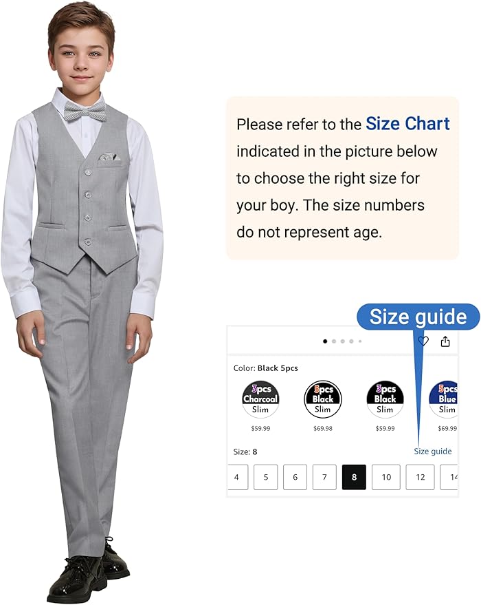 Happy Dolphin Boys Suit Set Modern Fit Kids Suits Adjustable Waist Boys Wedding Outfit for Boy Communion Suits for Boys