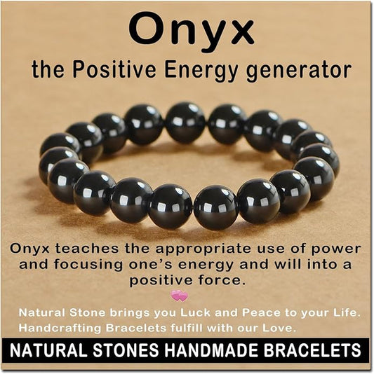 AD Beads Handmade Gemstone Stretch Elastic Bracelet Crystal Healing Reiki Nature's Beauty and Spiritual Essence Unisex