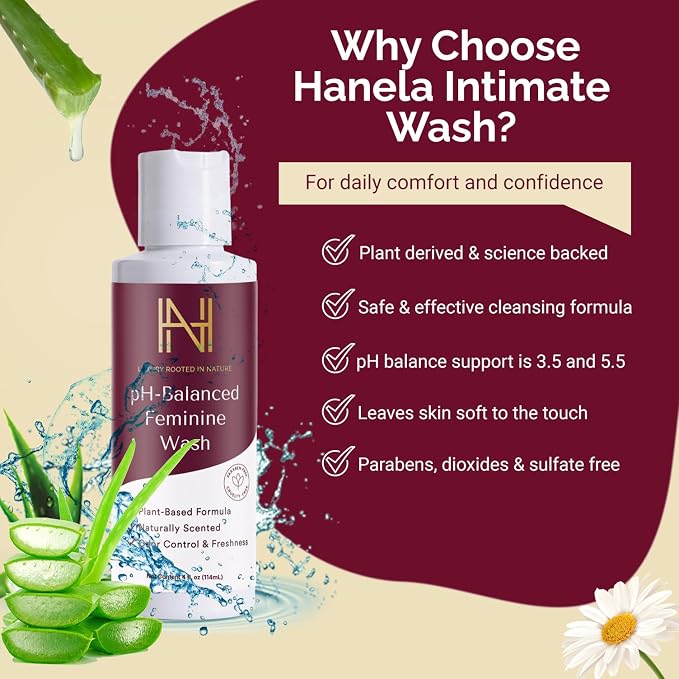 Feminine Gel for Women pH Balanced Intimate Wash with Aloe, Chamomile & Cranberry Extract Plant-Based, Odor Control, Soothing Botanical Formula & Sensitive Skin Care, Made in USA, 4 fl oz