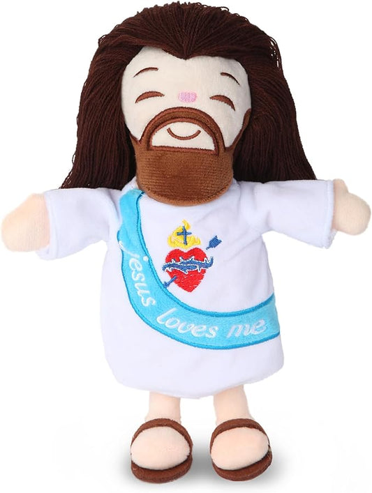 Jesus Plush Doll, Stuffed Jesus Plushie with Jesus Loves Me, Christian Easter Gifts for Kids - 10 Inch Religious Christian Toy Easter & Christening Birthday Gift for Boys and Girls