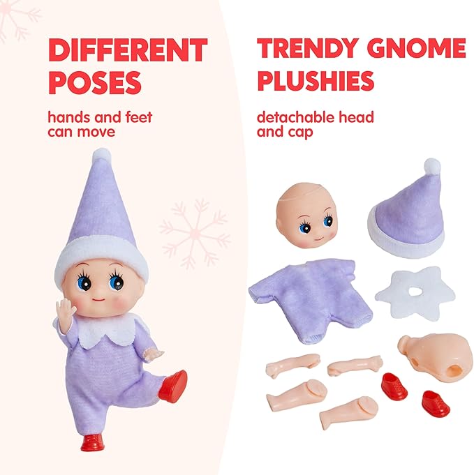 JOYIN 1 Pack Christmas Purple Tiny Elf Soft Plush Toy for Adults Kids Accessories Party Favors Xmas Party Supplies Christmas Decor, Xmas Gift