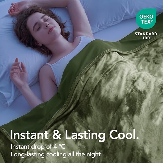 Cooling Blanket Queen Size 80"x88" for Hot Sleepers | Cold Summer Soft Blanket for Bed Couch and Travel Absorbs Heat Q-Max>0.35 Cool Lightweight Throw for Night Sweats Menopause