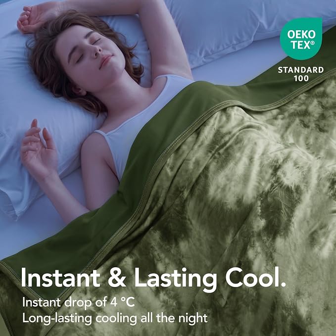 Cooling Blanket Queen Size 90"x90" for Hot Sleepers | Cold Summer Soft Blanket for Bed Couch and Travel Absorbs Heat Q-Max>0.35 Cool Lightweight Throw for Night Sweats Menopause