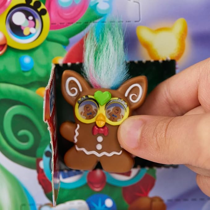 FURBY Minis Advent Calendar for Kids 6 Years and Up, 24 Days of Surprise Holiday Toys with 1-Inch Figures, Stickers & Fun Accessories